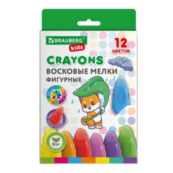 Восковые мелки фигурные BRAUBERG KIDS "Капельки", 12 цветов, 273094 - Премиум Сервис
