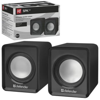 Колонки компьютерные DEFENDER SPK 22, 2.0, 2х2, 5 Вт, пластик, черные, 65503 - Премиум Сервис