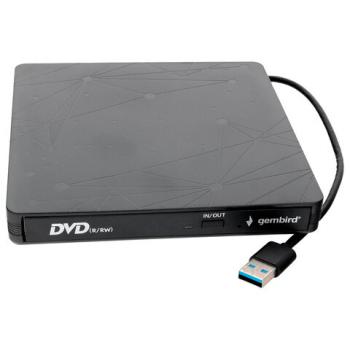 Внешний оптический привод CD/DVD GEMBIRD USB 3.0, пластик, черный, DVD-USB-03 - Премиум Сервис