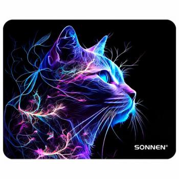Коврик для мыши SONNEN "NEON CAT" резина+ткань, 250х200х2мм, 513956 - Премиум Сервис