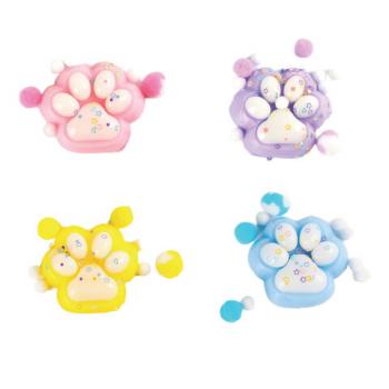 Игрушка-антистресс "ДВУХЦВЕТНАЯ КОШАЧЬЯ ЛАПКА С ПОМПОНАМИ", 7*6см, ассорти 4 вида, дисплей, JOLLY JOT (ДЖОЛЛИ ДЖОТ), 665768 - Премиум Сервис