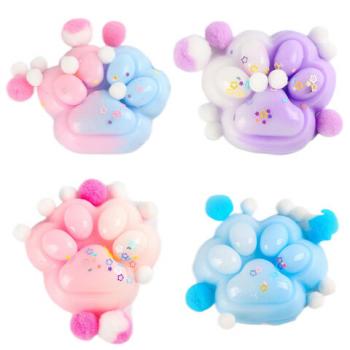 Игрушка-антистресс "ЦВЕТНАЯ КОШАЧЬЯ ЛАПКА С ПОМПОНАМИ", 7*6см, ассорти 4 вида, дисплей, JOLLY JOT (ДЖОЛЛИ ДЖОТ), 665770 - Премиум Сервис