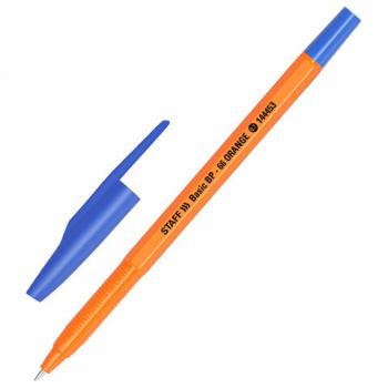 Ручка шариковая STAFF "Basic BP-66 ORANGE", СИНЯЯ, корпус оранжевый, узел 1 мм, линия письма 0,5 мм, 144453 - Премиум Сервис