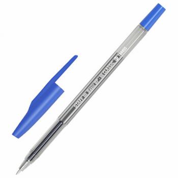 Ручка шариковая STAFF "Basic BP-66 CLASSIC", СИНЯЯ, корпус прозрачный, узел 1 мм, линия письма 0,5 мм, 144455 - Премиум Сервис
