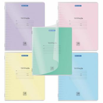 Тетрадь обложка пластик (прозрачный) 18л. линия, BRAUBERG Smart Cover, АССОРТИ (в спайке), 405031 - Премиум Сервис