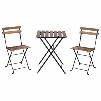 Комплект складной мебели (стол и 2 стула) NOSTRESS Woodstock FS-003A, металл черный,, 680060 - Премиум Сервис