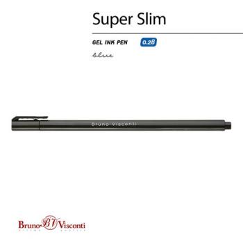 Ручка гелевая BRUNO VISCONTI Super Slim Black, СИНЯЯ, узел 0,28мм, линия 0,2мм, 20-03, 20-0398 - Премиум Сервис