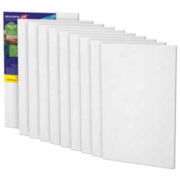 Холсты на картоне НАБОР 10 штук (20*30 см), хлопок, грунт, 280 г/м2, BRAUBERG ART CLASSIC, 192659, 192658 - Премиум Сервис