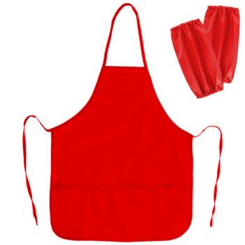 Фартук с нарукавниками для уроков труда ПИФАГОР, 3 кармана, стандартный размер, 44x55 см, красный, 273753 - Премиум Сервис