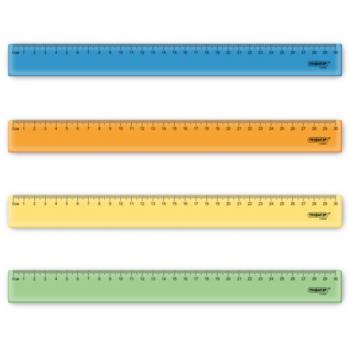 Линейка пластиковая 30 см ПИФАГОР, прозрачная, неоновая, ассорти, 210840 - Премиум Сервис