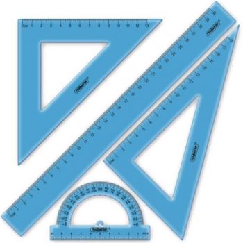 Набор чертежный большой ПИФАГОР (линейка 30 см, 2 треугольника, транспортир), прозрачный, неоновый, ассорти, 210856 - Премиум Сервис