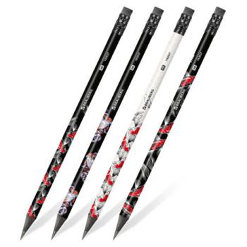 Карандаш чернографитный BRAUBERG "FISH KOI", 1 шт, HB, с ластиком, корпус ассорти, 182027 - Премиум Сервис