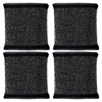 Губка скрабер 11 х 10 х 1,5 см поролон + металлическая оплетка КОМПЛЕКТ 4 штуки, посуда, уборка, LAIMA, 700059 - Премиум Сервис