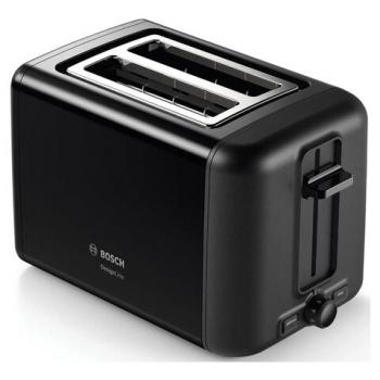 Тостер BOSCH TAT3P423, 970 Вт, 2 тоста, 5 режимов, металл, черный - Премиум Сервис