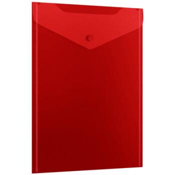 Папка-конверт с кнопкой прозрачная А4 BRAUBERG UNIVERSAL, вертикальная, красная, 0,15 мм, 273077 - Премиум Сервис