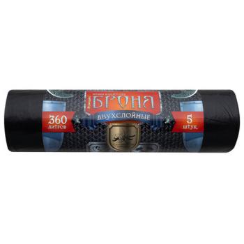 Мешки для мусора 360л ПРОЧНЫЕ черные в рулоне 5шт ПВД 60 мкм 2-х слойные 120x160 см,, ВР-0015 - Премиум Сервис