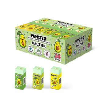 Ластик FUNSTER AVOCADO, 51х21х16мм, ЭКО-ПВХ, прямоугольный, картонный рукав, ассорти, 272723 - Премиум Сервис
