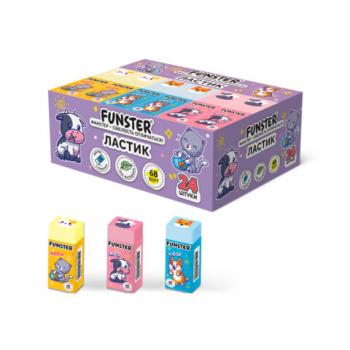Ластики FUNSTER (ФАНСТЕР) PETS, НАБОР 3 штуки, 51х21х16 мм, ЭКО-ПВХ, прямоугольные, картонный рукав, ассорти, 272725 - Премиум Сервис