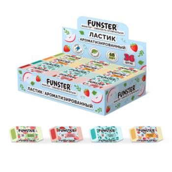 Ластик ароматизированный FUNSTER (ФАНСТЕР) SWEET, 54х23х11мм, ЭКО-ПВХ, картонный рукав, ассорти, 272727 - Премиум Сервис