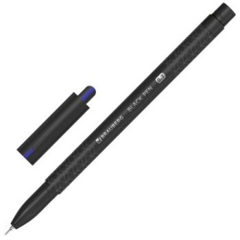 Ручка шариковая масляная BRAUBERG "BLACK PEN", СИНЯЯ, игольчатый узел 0,7 мм, линия письма 0,35 мм, 144325 - Премиум Сервис