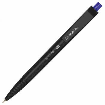 Ручка шариковая масляная автоматическая BRAUBERG "BLACK PEN RT", СИНЯЯ, игольчатый наконечник 0,7 мм, линия письма 0,35 мм, 144326 - Премиум Сервис