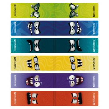 Закладки для книг МАГНИТНЫЕ, BRAUBERG "CUTE MONSTERS", набор 6 штук, 60x20 мм, 116995 - Премиум Сервис