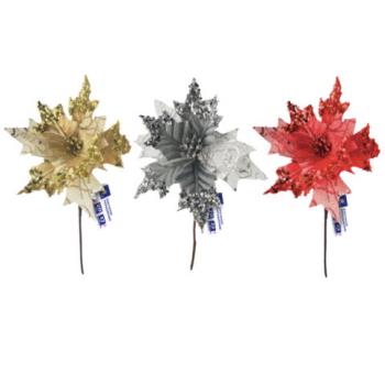 Украшение елочное (1шт) "Цветок", диаметр 22 см, длина 20 см, ассорти 3 дизайна, ЗОЛОТАЯ СКАЗКА, 592420 - Премиум Сервис