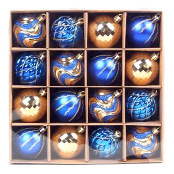 Шары елочные 16 шт, 8 см, "Blue&Gold", пластик, золото/синий, ЗОЛОТАЯ СКАЗКА, 592454 - Премиум Сервис