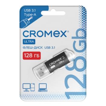 Флеш-диск 128GB CROMEX Ultra USB 3.1, металлический корпус, черный, 514165 - Премиум Сервис