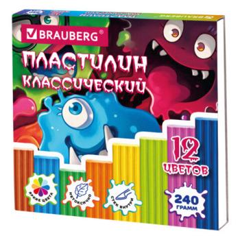 Пластилин классический "МОНСТРИКИ", 12 цв., 240г, СТЕК, ВЫСШЕЕ КАЧЕСТВО, BRAUBERG, 107356 - Премиум Сервис