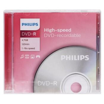 Диск DVD-R PHILIPS, 4,7 Гб 16x Slim Case (1 штука), DM4S6S01F/97 - Премиум Сервис