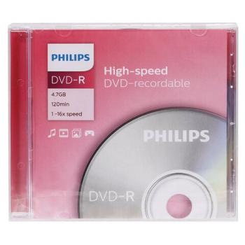Диск DVD-R PHILIPS, 4,7 Гб 16x Slim Case (1 штука), DM4S6S01F/97 - Премиум Сервис