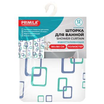 Шторка для ванной ПОЛИЭСТЕР, 180х180см, кольца в комплекте, ФИГУРЫ, PRIMILA, 700081 - Премиум Сервис