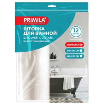 Шторка для ванной ПОЛИЭСТЕР, 180х200см, кольца в комплекте, КОРИЧНЕВЫЙ БРИЛЛИАНТ, PRIMILA, 700097 - Премиум Сервис