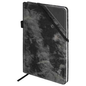Блокнот А5 135x210мм BRAUBERG Denim, ткань/экокожа, резинка, держатель, 80л клетка, черный, 117140 - Премиум Сервис
