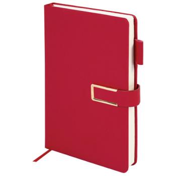 Ежедневник недатированный А5 143х210мм BRAUBERG Deluxe, под кожу, магнит 160л, красный, 117142 - Премиум Сервис