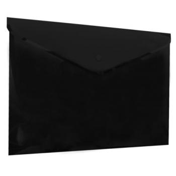 Папка-конверт с кнопкой прозрачная А4 BRAUBERG UNIVERSAL, до 100 листов, черная, 0,15 мм, 273072 - Премиум Сервис
