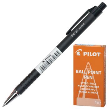 Ручка шариковая масляная автоматическая PILOT, корпус черный, узел 0,7 мм, линия 0,32 мм, синяя, BPRK-10M B - Премиум Сервис