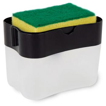 Диспенсер/дозатор для моющего средства, органайзер + губка, ЧЕРНЫЙ, 7х14х11см, ЛЮБАША, 700040 - Премиум Сервис