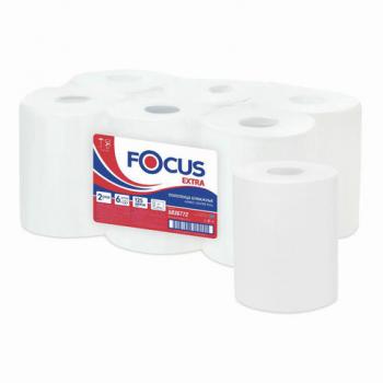 Полотенца бумажные с центральной вытяжкой 125 м FOCUS (Система М2) Jumbo, 2-слойные, белые, КОМПЛЕКТ 6 рулонов, 5036772 - Премиум Сервис