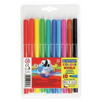 Фломастеры 10 ЦВЕТОВ CENTROPEN "Colour World", круглые, смываемые, 7550/10TP, 775501084 - Премиум Сервис