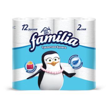 Бумага туалетная быт., спайка 12 шт., 2-слойная (12х15 м), FAMILIA CLASSIC, белая, ш/, 5070655 - Премиум Сервис