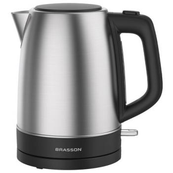 Чайник электрический BRASSON KT-040, 1,7л, 2200 Вт, индикатор уровня воды, сталь, черный, 455192 - Премиум Сервис