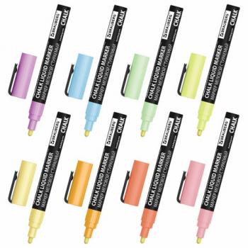 Маркеры меловые CHALK LIQUID MARKER, ПАСТЕЛЬ НАБОР 8 ЦВ, 3 мм, стираемые, BRAUBERG "CHALK", 152598 - Премиум Сервис
