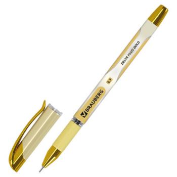Ручка шариковая масляная с грипом BRAUBERG "Delta Plus Gold", СИНЯЯ, пишущий узел 0,7 мм, линия письма 0,35 мм,144256 - Премиум Сервис