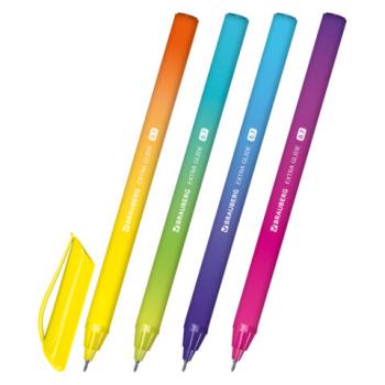 Ручка шариковая масляная BRAUBERG "Extra Glide DZ", СИНЯЯ, трехгранная, корпус ассорти, игольчатый наконечник 0,7 мм, линия 0,5 мм, 144263 - Премиум Сервис