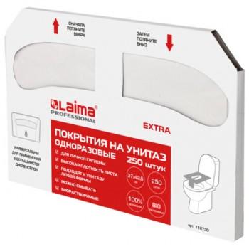 Покрытия на унитаз PREMIUM 1/2 сложения LAIMA (Система V1), 18 г/м2, КОМПЛЕКТ 250 шт., 37 х 42,5 см, 116730 - Премиум Сервис