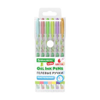 Ручки гелевые ПАСТЕЛЬНЫЕ BRAUBERG KIDS "CUTE ANIMALS", НАБОР 6 ЦВЕТОВ, корпус с печатью, узел 1 мм, линия письма 0,7 мм, 144439 - Премиум Сервис
