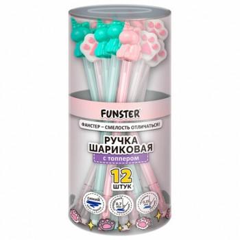 Ручка с топпером с блёстками шариковая масляная FUNSTER "SHINY MIX", СИНЯЯ, корпус ассорти, пишущий узел 0,7мм, линия письма 0,35 мм, 144371 - Премиум Сервис