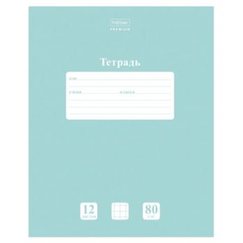 Тетрадь 12 л., HATBER Premium, клетка, обложка картон, плотная бумага 80 г/м2, "NEWtone" Зеленый нефрит, 089683, 12Т5A1_05059 - Премиум Сервис